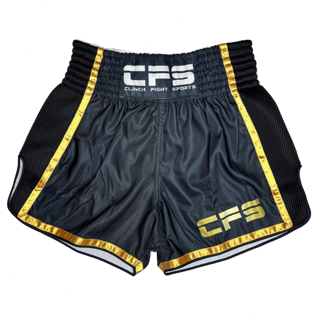 Clinch Fight Sports CFS Muay Thai Kickboxing Shorts Black/Gold