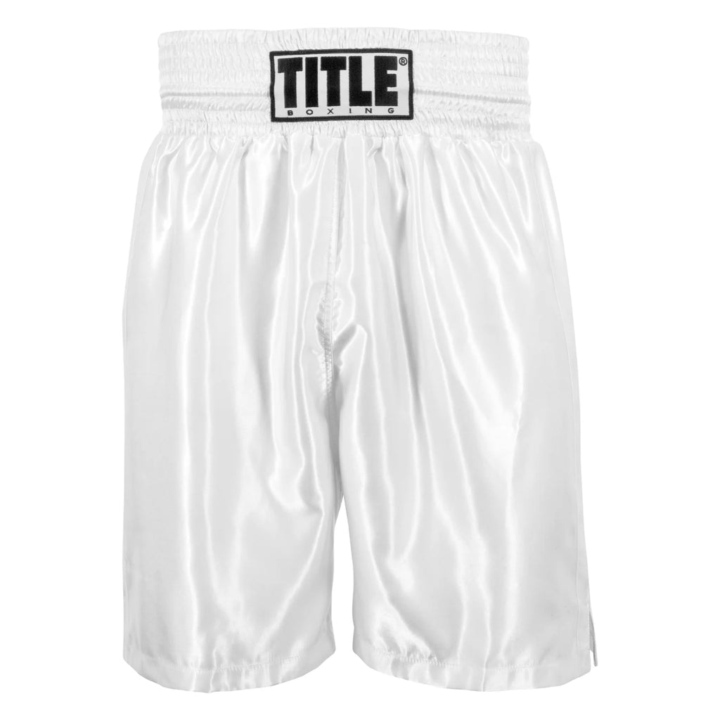 Title Boxing Edge 2.0 Satin Boxing Shorts Trunks All White