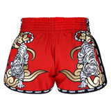 TUFF Kids Muay Thai Shorts Retro Style Double Tiger Red