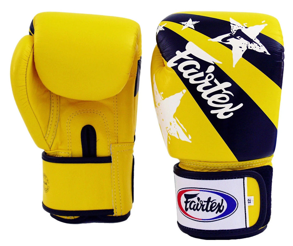 Fairtex BGV1 Nation Print Stars Gloves Yellow (8oz only left)