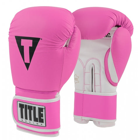 Title Boxing 3.0 Pro Style Leather Boxing Gloves Hot Pink