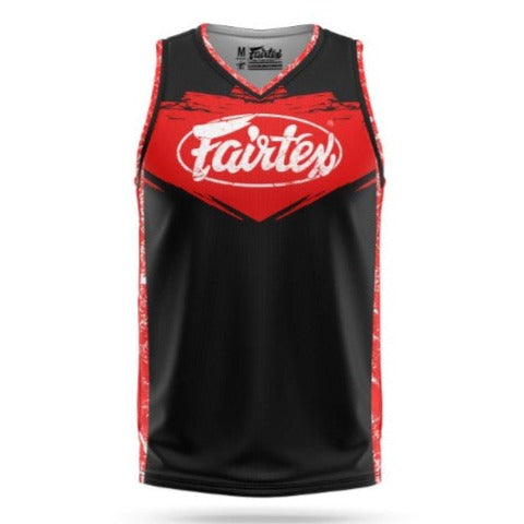 Fairtex JS10 Sleeveless Tank Top Basketball Jersey Shirt Black/Red (only Small left)
