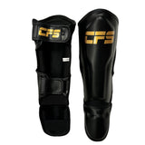 Clinch Fight Sports CFS Muay Thai Kids Youth Shin Guards Black/Gold