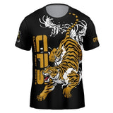 CFS Clinch Fight Kids Sports Performance Short Sleeve Tiger Black Shirt