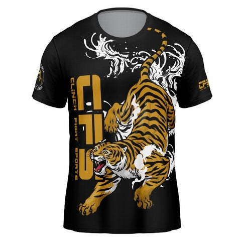 CFS Clinch Fight Kids Sports Performance Short Sleeve Tiger Black Shirt