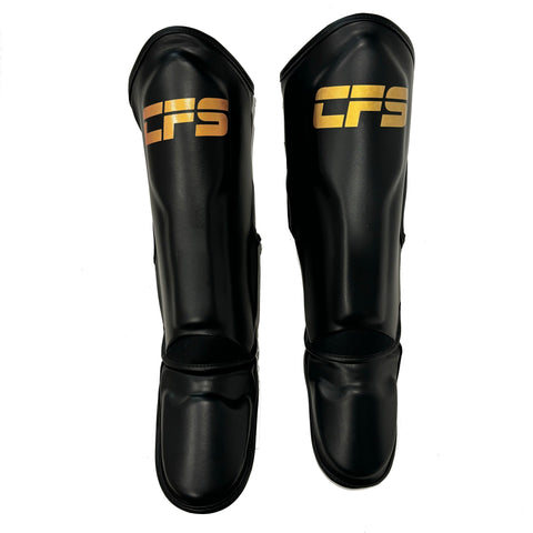 Clinch Fight Sports CFS Muay Thai Kids Youth Shin Guards Black/Gold