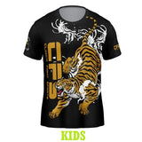 CFS Clinch Fight Kids Sports Performance Short Sleeve Tiger Black Shirt