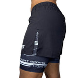 Clinch Fight Shorts CFS 2 in 1 Combo High Cut MMA Shorts Black