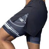Clinch Fight Shorts CFS 2 in 1 Combo High Cut MMA Shorts Black