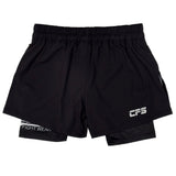 Clinch Fight Shorts CFS 2 in 1 Combo High Cut MMA Shorts Black