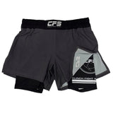 Clinch Fight Shorts CFS 2 in 1 Combo High Cut MMA canada Shorts Grey