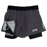 Clinch Fight Shorts CFS 2 in 1 Combo High Cut MMA canada Shorts Grey