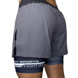 Clinch Fight Shorts CFS 2 in 1 Combo High Cut MMA canada Shorts Grey