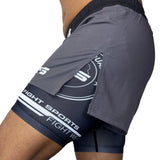 Clinch Fight Shorts CFS 2 in 1 Combo High Cut MMA canada Shorts Grey