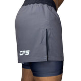 Clinch Fight Shorts CFS 2 in 1 Combo High Cut MMA canada Shorts Grey