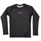 Clinch Fight Sports CFS Kids Youth Long Sleeve Rash Guard Black/Purple