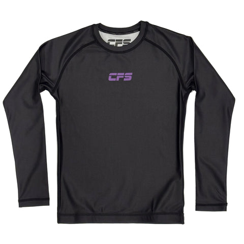Clinch Fight Sports CFS Kids Youth Long Sleeve Rash Guard Black/Purple