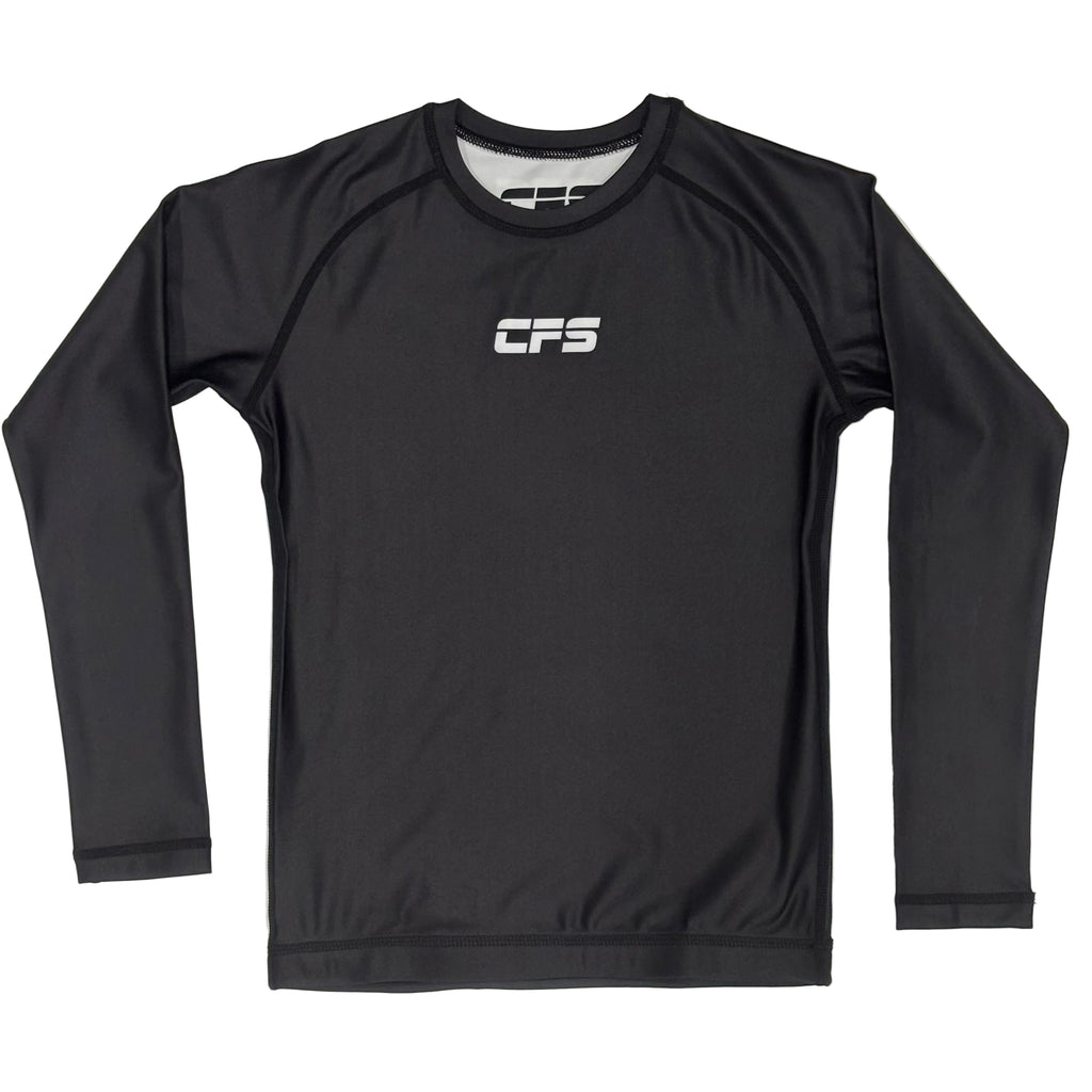 Clinch Fight Sports CFS Kids Youth Long Sleeve Rash Guard Black/White