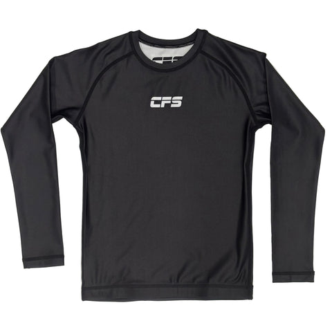Clinch Fight Sports CFS Kids Youth Long Sleeve Rash Guard Black/White