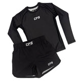 Clinch Fight Sports CFS Kids Youth Long Sleeve Rash Guard Black/White