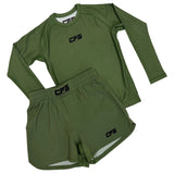 Clinch Fight Sports CFS Kids Youth Long Sleeve Rash Guard Olive Green