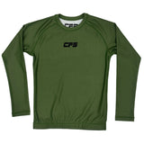 Clinch Fight Sports CFS Kids Youth Long Sleeve Rash Guard Olive Green
