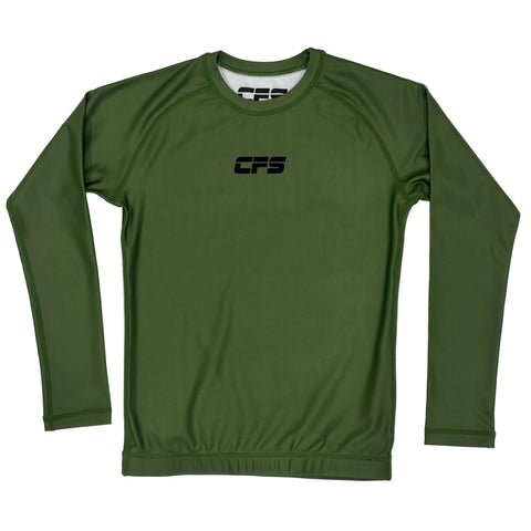 Clinch Fight Sports CFS Kids Youth Long Sleeve Rash Guard Olive Green