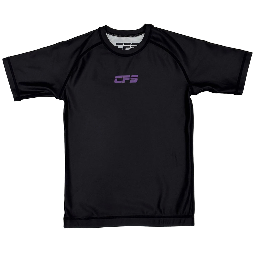 Clinch Fight Sports CFS Kids Youth Short Sleeve Rash Guard Black/Purple