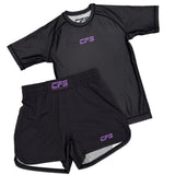 Clinch Fight Sports CFS Kids Youth Short Sleeve Rash Guard Black/Purple