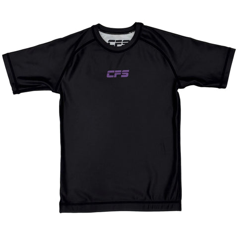 Clinch Fight Sports CFS Kids Youth Short Sleeve Rash Guard Black/Purple