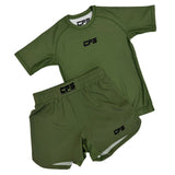 Clinch Fight Sports CFS Kids Youth Short Sleeve Rash Guard Olive Green