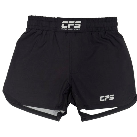 Clinch Fight Sports CFS Youth Kids MMA Grappling BJJ Fight Shorts Black/White