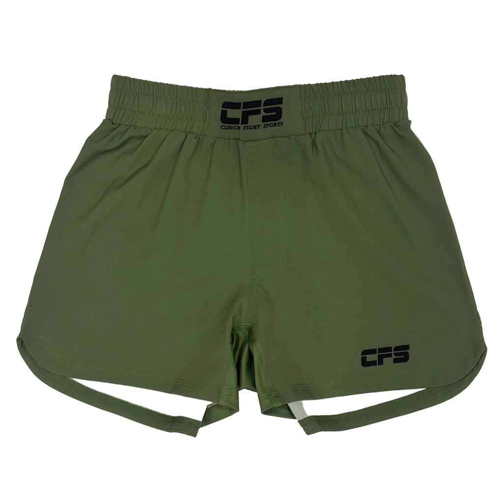 Clinch Fight Sports CFS Youth Kids MMA Grappling BJJ Fight Shorts Olive Green