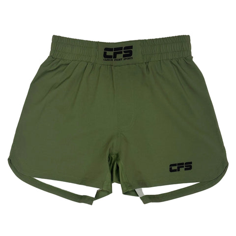 Clinch Fight Sports CFS Youth Kids MMA Grappling BJJ Fight Shorts Olive Green