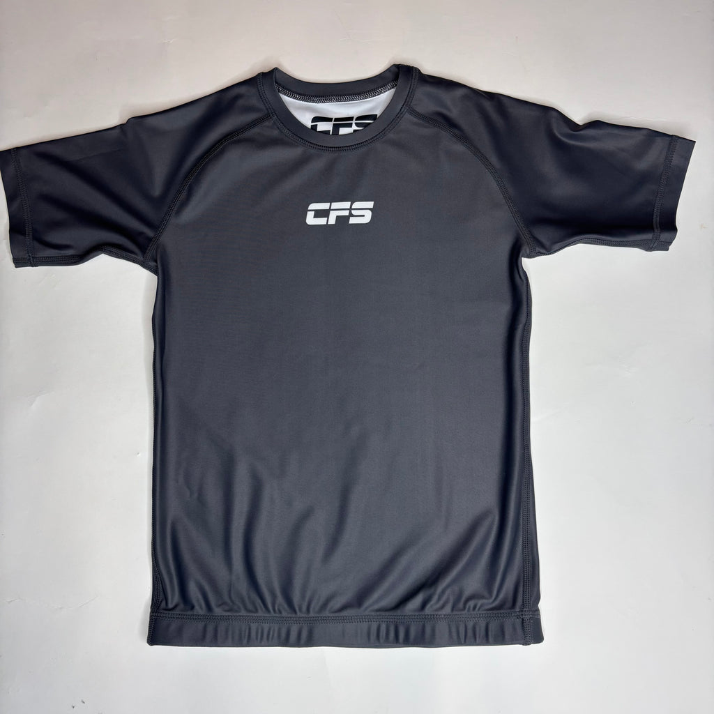 Clinch Fight Sports CFS Kids Youth Short Sleeve Rash Guard Grey