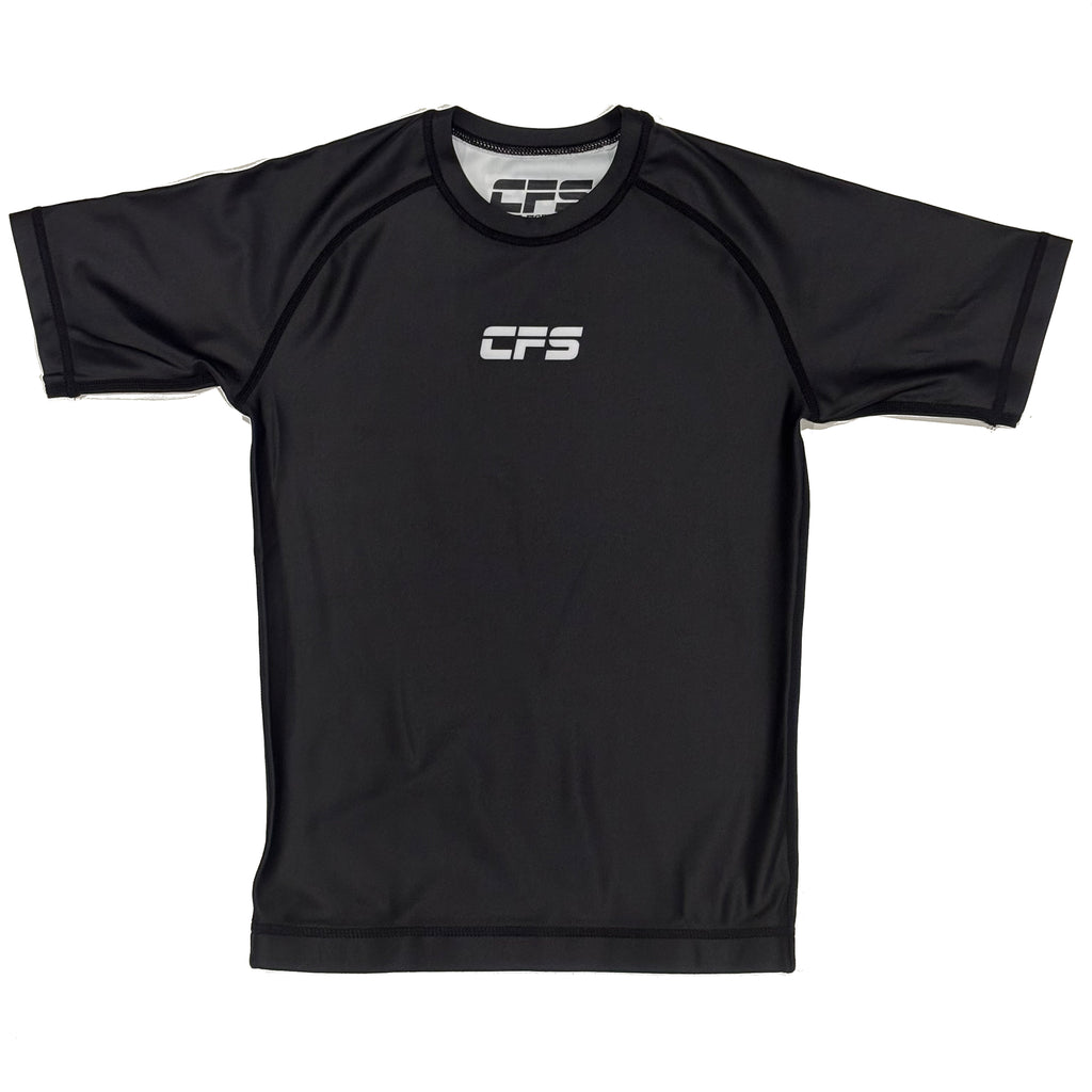 Clinch Fight Sports CFS Kids Youth Short Sleeve Rash Guard Black/White