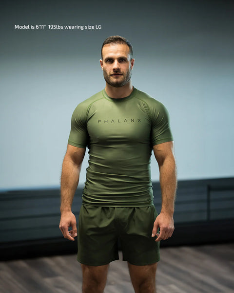 Army Green Rash Guard Phalanx Pulsar RGSS Army Green Short Sleeve Rash Guard Canada – The ...