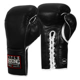 TITLE Boxing Old School Leather Lace-Up Sparring Gloves Black