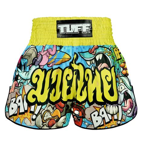 TUFF Muay Thai Shorts Retro Style Ready to Rumble Cartoons