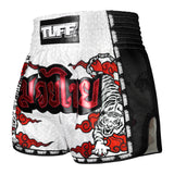 TUFF Kids Muay Thai Shorts Retro Style Double Tiger White