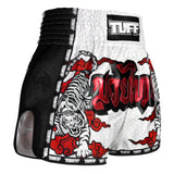 TUFF Kids Muay Thai Shorts Retro Style Double Tiger White