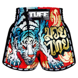 TUFF Kids Muay Thai Shorts Retro Style Red Furious Tiger