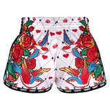 TUFF Kids Muay Thai Shorts Retro Style Rose and Birds