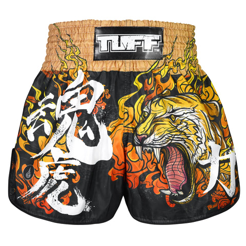 TUFF Muay Thai Shorts High-Cut Retro Style Tora Mazuka Tiger