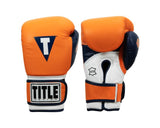 TITLE Boxing Gel World V2T Leather 16oz Gloves Orange/Blue