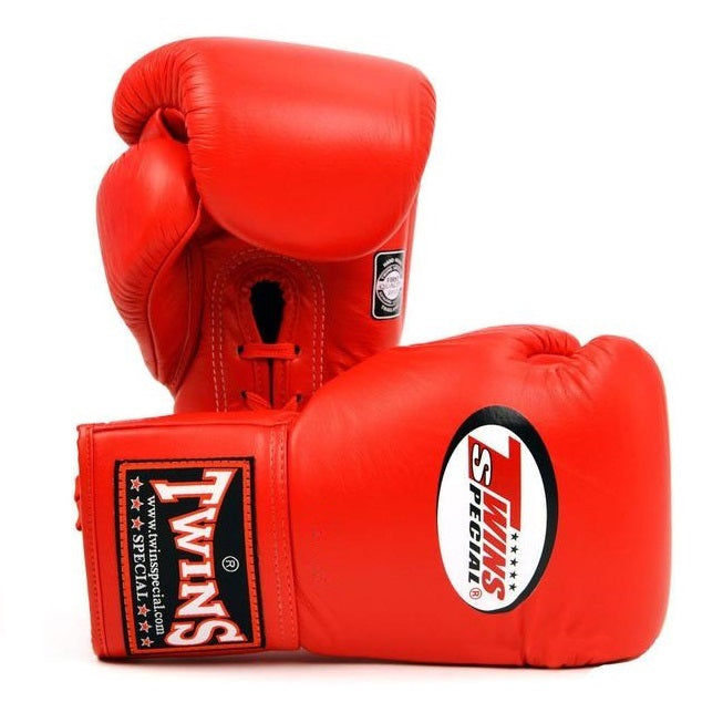 Twins BGLL-1 Muay Thai Lace-Up Boxing Gloves Red