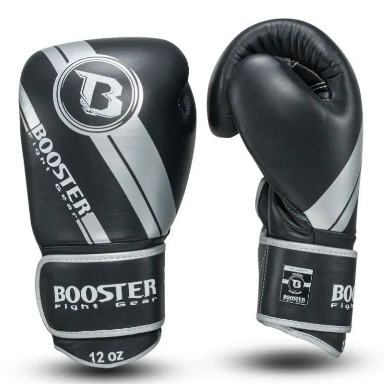 Booster Fight Gear Muay Thai Boxing Gloves BGL1 V3 Black/Silver