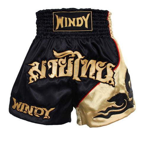 Windy Sport Muay Thai Shorts Black/Gold/Red