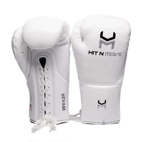 HIT N MOVE SUVARI Lace Up Horse Hair Boxing Gloves White