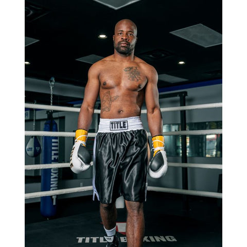 Title Boxing Classic Edge Satin Boxing Shorts Trunks Black Canada Edmonton  – The Clinch Fight Shop